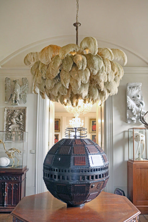 Ostrich Feather Chandelier with Layered Plume Shade