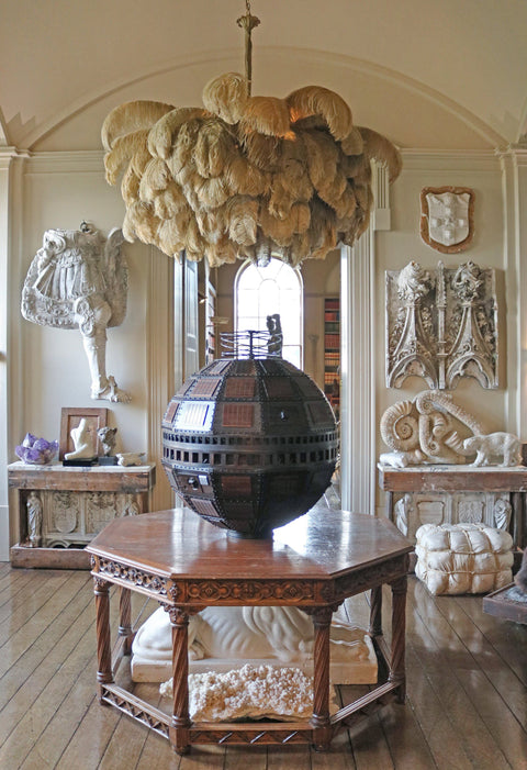 Ostrich Feather Chandelier with Layered Plume Shade