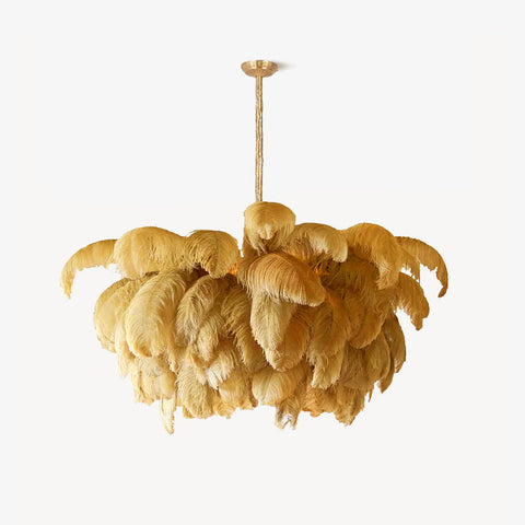 Ostrich Feather Chandelier with Layered Plume Shade