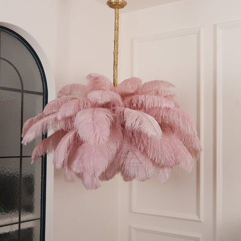 Ostrich Feather Chandelier with Layered Plume Shade