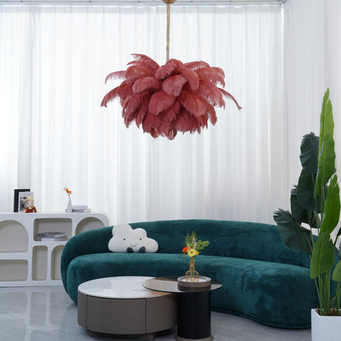 Ostrich Feather Chandelier with Layered Plume Shade