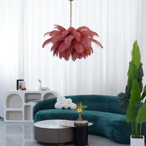 Ostrich Feather Chandelier with Layered Plume Shade