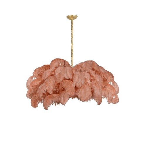 Ostrich Feather Chandelier with Layered Plume Shade