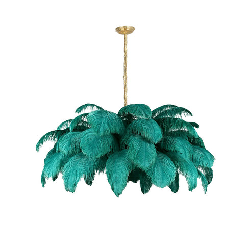 Ostrich Feather Chandelier with Layered Plume Shade