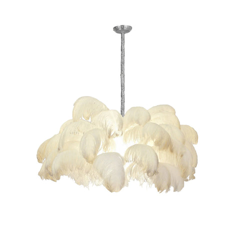 Ostrich Feather Chandelier with Layered Plume Shade