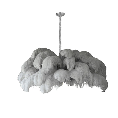 Ostrich Feather Chandelier with Layered Plume Shade