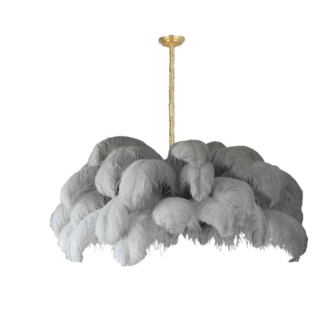 Ostrich Feather Chandelier with Layered Plume Shade