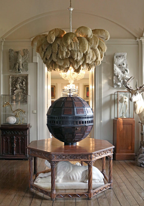 Ostrich Feather Chandelier with Layered Plume Shade