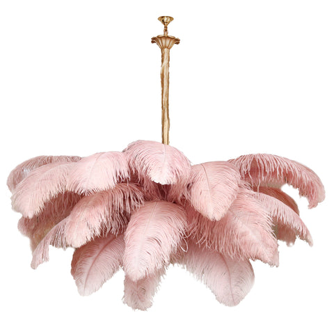 Ostrich Feather Chandelier with Layered Plume Shade