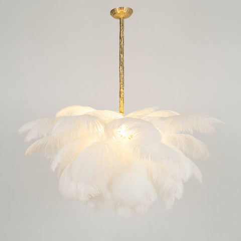 Ostrich Feather Chandelier with Layered Plume Shade