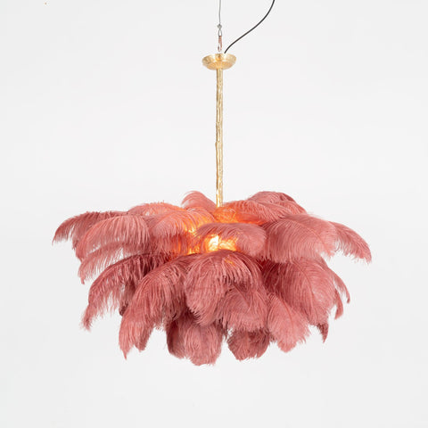 Ostrich Feather Chandelier with Layered Plume Shade
