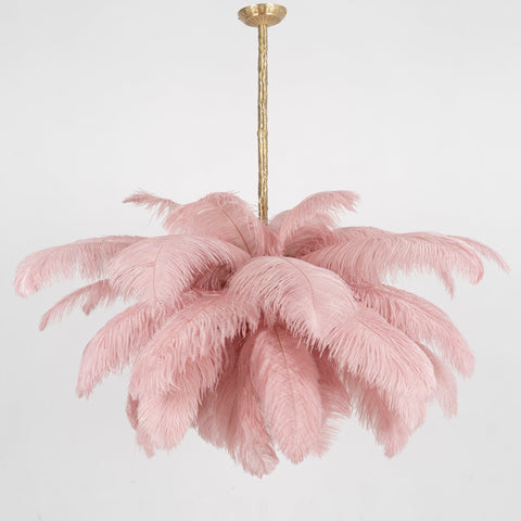 Ostrich Feather Chandelier with Layered Plume Shade