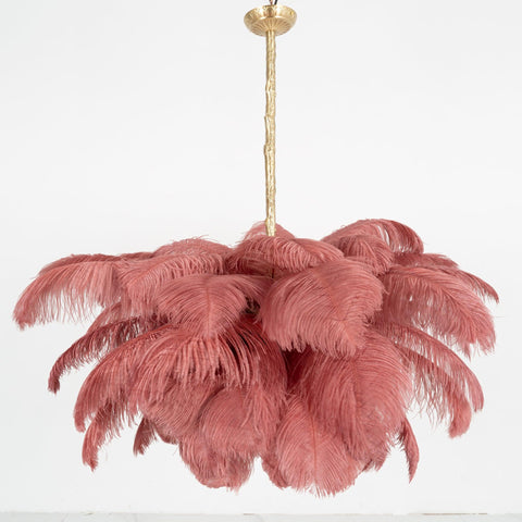 Ostrich Feather Chandelier with Layered Plume Shade