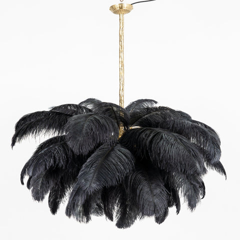 Ostrich Feather Chandelier with Layered Plume Shade