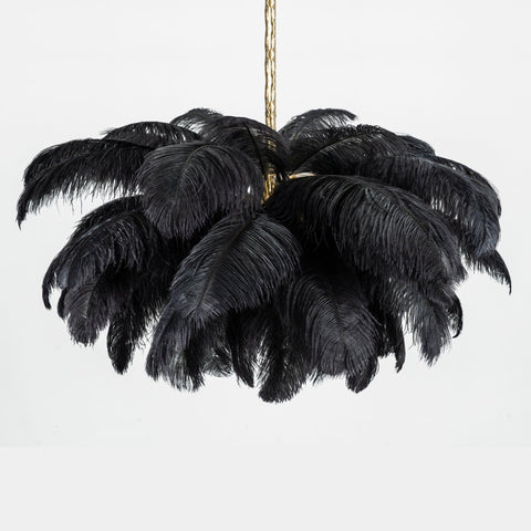 Ostrich Feather Chandelier with Layered Plume Shade