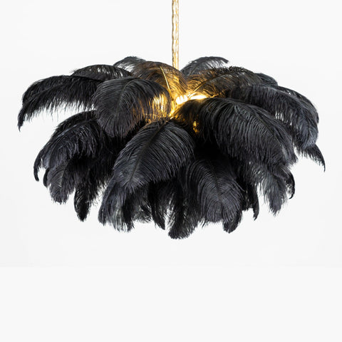 Ostrich Feather Chandelier with Layered Plume Shade