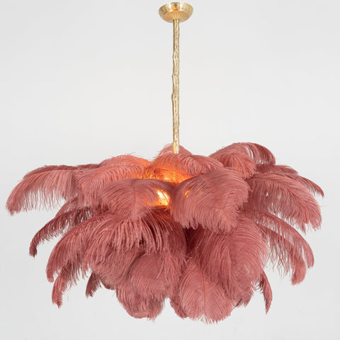 Ostrich Feather Chandelier with Layered Plume Shade