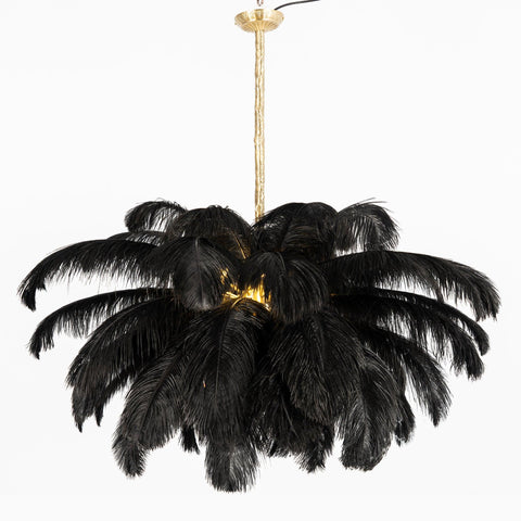 Ostrich Feather Chandelier with Layered Plume Shade