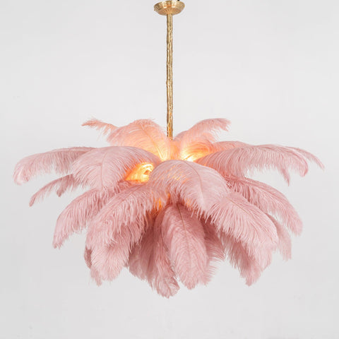 Ostrich Feather Chandelier with Layered Plume Shade