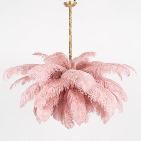 Ostrich Feather Chandelier with Layered Plume Shade