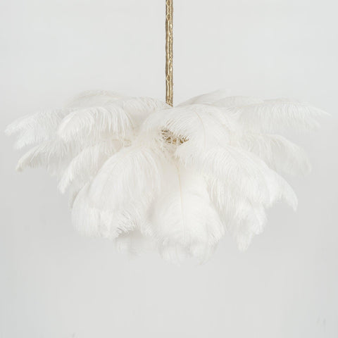 Ostrich Feather Chandelier with Layered Plume Shade
