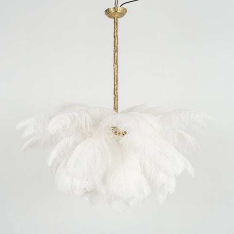 Ostrich Feather Chandelier with Layered Plume Shade