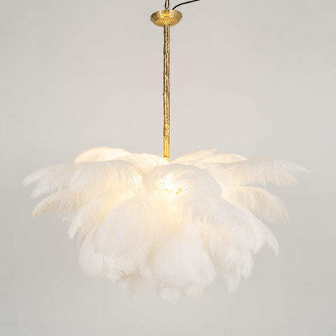 Ostrich Feather Chandelier with Layered Plume Shade