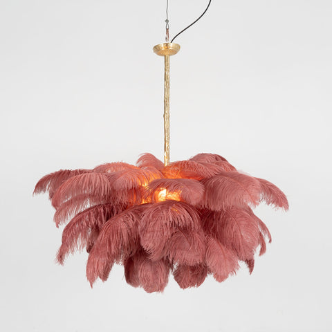 Ostrich Feather Chandelier with Layered Plume Shade