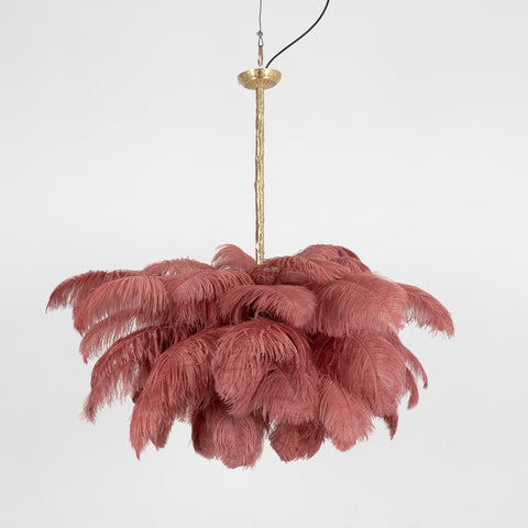 Ostrich Feather Chandelier with Layered Plume Shade