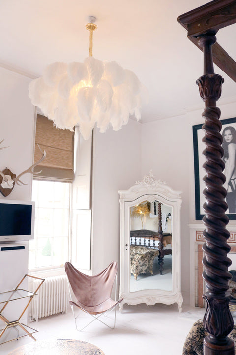 Ostrich Feather Chandelier with Layered Plume Shade