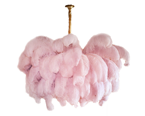 Ostrich Feather Chandelier with Layered Plume Shade