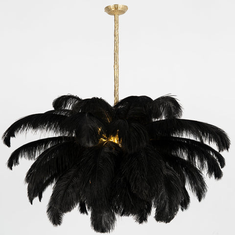 Ostrich Feather Chandelier with Layered Plume Shade