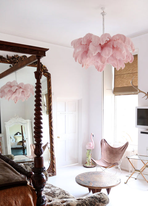 Ostrich Feather Chandelier with Layered Plume Shade