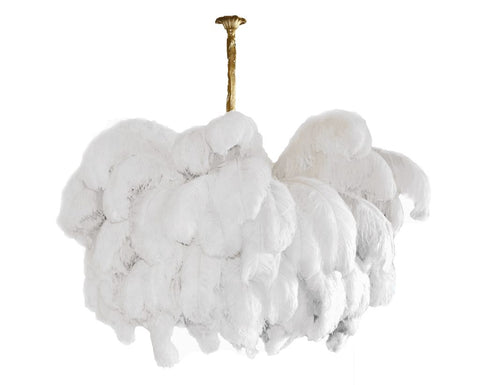 Ostrich Feather Chandelier with Layered Plume Shade