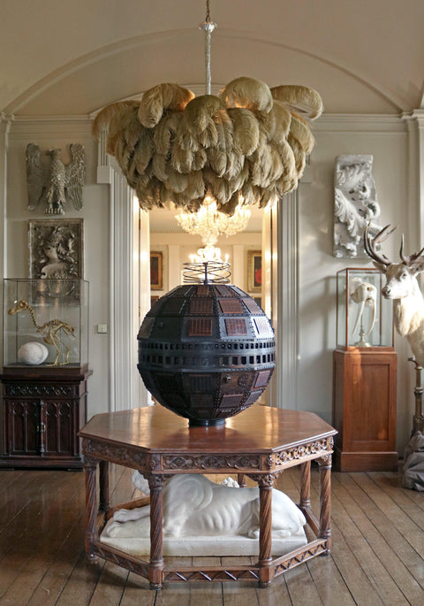 Ostrich Feather Chandelier with Layered Plume Shade