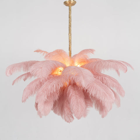 Ostrich Feather Chandelier with Layered Plume Shade