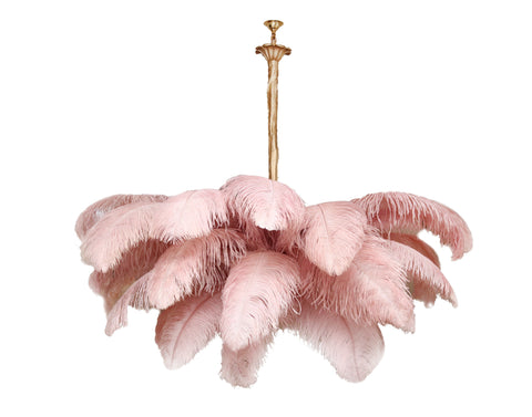 Ostrich Feather Chandelier with Layered Plume Shade