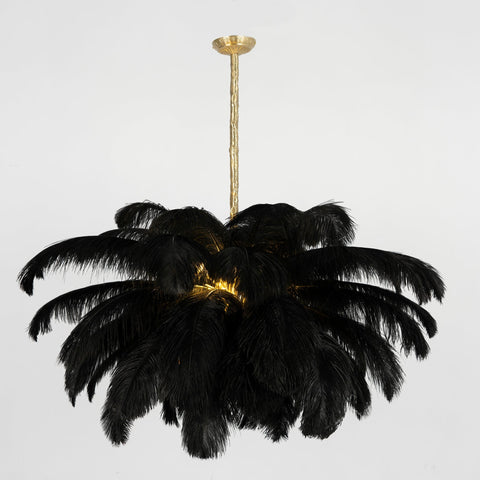 Ostrich Feather Chandelier with Layered Plume Shade