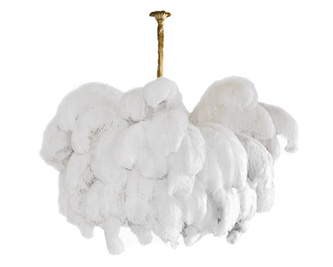 Ostrich Feather Chandelier with Layered Plume Shade