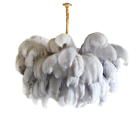 Ostrich Feather Chandelier with Layered Plume Shade