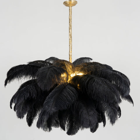 Ostrich Feather Chandelier with Layered Plume Shade