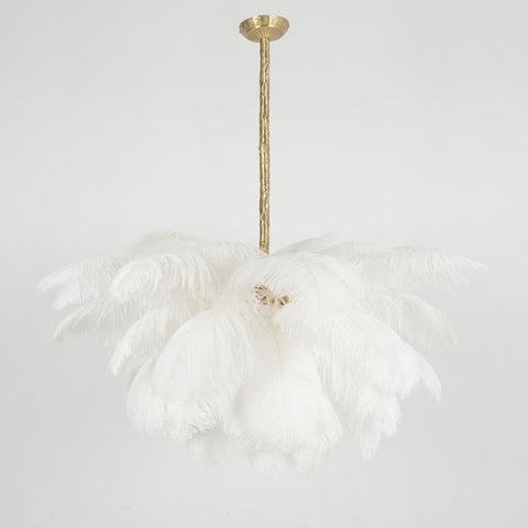Ostrich Feather Chandelier with Layered Plume Shade