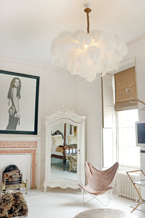 Ostrich Feather Chandelier with Layered Plume Shade