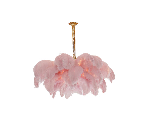 Ostrich Feather Chandelier with Layered Plume Shade