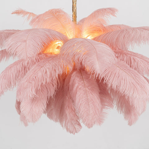 Ostrich Feather Chandelier with Layered Plume Shade