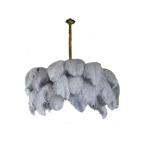 Ostrich Feather Chandelier with Layered Plume Shade