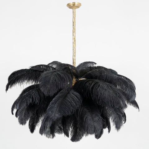 Ostrich Feather Chandelier with Layered Plume Shade
