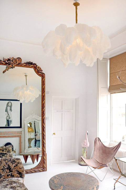 Ostrich Feather Chandelier with Layered Plume Shade