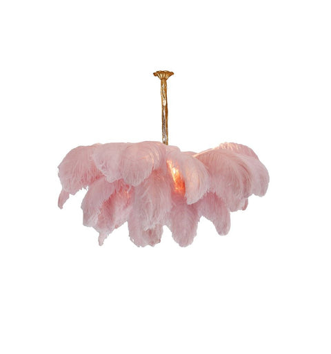 Ostrich Feather Chandelier with Layered Plume Shade