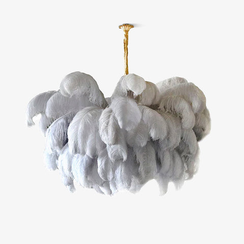 Ostrich Feather Chandelier with Layered Plume Shade